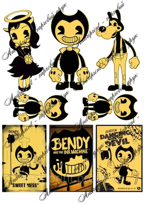 Съедобная картинка Бенди, Bendy And the ink machine \"РАЗНОЕ\" сахарная и  вафельная картинка а4 (ID#1958510451), цена: 40 ₴, купить на Prom.ua