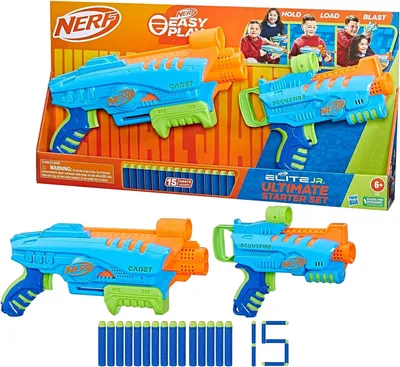 Игровой набор бластеров Elite junior Ultimate Starter NERF (15 патронов)  F6369 (ID#1927216874), цена: 1086 ₴, купить на Prom.ua