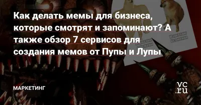 Как делать мемы для бизнеса, которые смотрят и запоминают? А также обзор 7  сервисов для создания мемов от Пупы и Лупы — Маркетинг на vc.ru