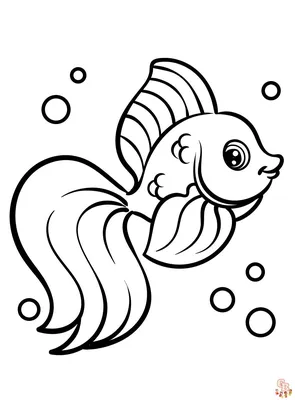 Рисунок рыбки вуалехвоста | Easy love drawings, Easy drawings, Fish  coloring page