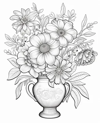 Flowers in a vase | Coloring books for children: 10 coloring pages