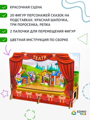 Кукольный театр Десятое королевство Штоковый театр Ширма и набор кукол и  декораций 03677 купить по цене 1459 ₽ в интернет-магазине Детский мир