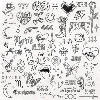 sticker tattoo flash | Flash tattoo sleeve, Small hand tattoos, Sharpie  tattoos