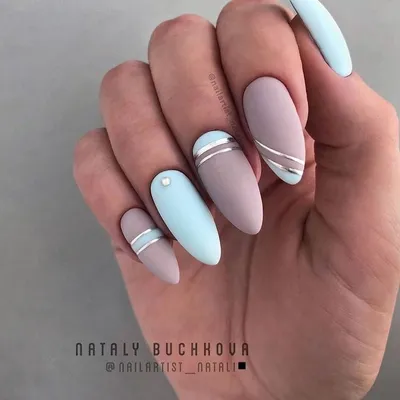 Модный маникюр шеллаком ВЕСНА 2020 - 100 фото новинок и трендов | Matte  acrylic nails, Striped nails, Blue nails