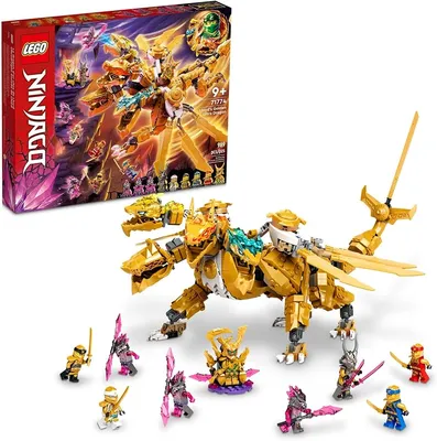 Amazon.com: LEGO NINJAGO Lloyd's Golden Ultra Dragon Toy for Kids, 71774  Large 4 Headed Action Figure with Blade Wings Plus 9 Minifigures :  Everything Else