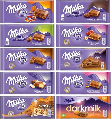 Amazon.com : Milka Alpine Milk Chocolate with Raisins and Hazelnuts,  3.52-Ounce Bars (Pack of 10) : Everything Else