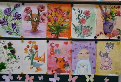 Рисунок на 8 марта весна в школу или садик купить в интернет-магазине  Ярмарка Мастеров по цене 350 ₽ – UOID2BY | Картины, Москва - доставка по  России