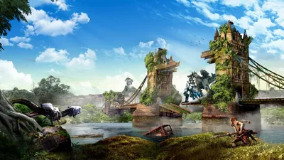 Обои на рабочий стол Разрушенный мост из игры Horizon Zero Dawn, обои для рабочего  стола, скачать обои, обои бесплатно