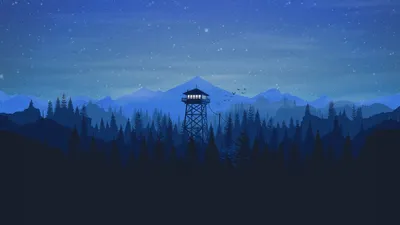 Обои на рабочий стол Ночной пейзаж из игры Firewatch, обои для рабочего  стола, скачать обои, обои бесплатно