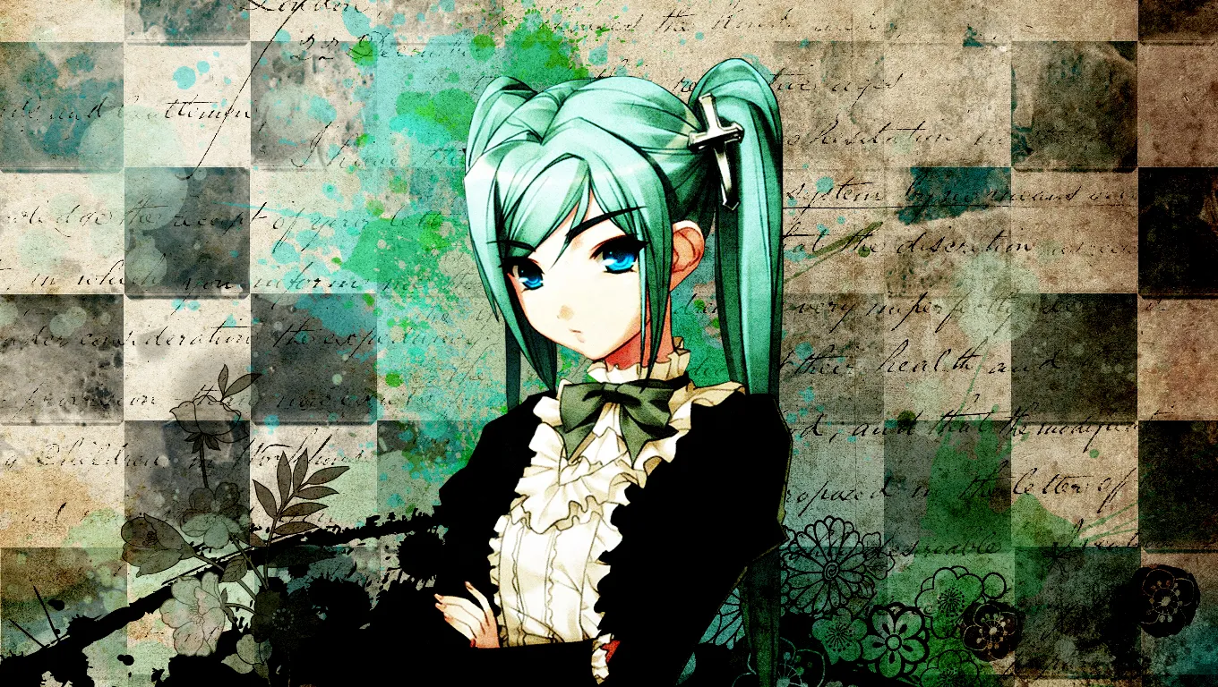 Обои для рабочего стола Vocaloid голубоглазая аниме девочка с Обои для рабочего стола Vocaloid голубоглазая аниме девочка с