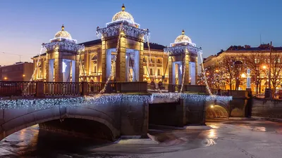 Pictures St. Petersburg Lomonosov Bridge Winter Bridges 1366x768