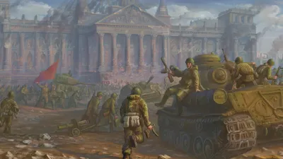 Обои Рисованное -(Армия), обои для рабочего стола, фотографии рисованное,  армия, reichstag, 1945, red, army, berlin, танки, солдаты, арт, война,  битва, ссср, победа, великая, отечественная, вторая, мировая Обои для рабочего  стола, скачать обои