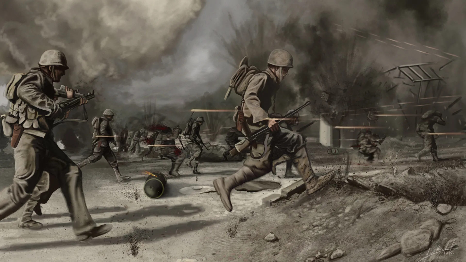 Обои для рабочего стола Война солдат Crossing the 1920x1080 Обои для рабочего стола Война солдат Crossing the 1920x1080