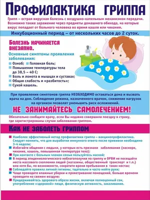Профилактика гриппа и ОРВИ - Здравоохранение - Социальная сфера - Городской  округ Заречный