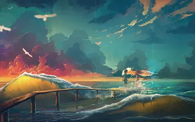 Изображение Красивое небо и море для скинали высокого качества