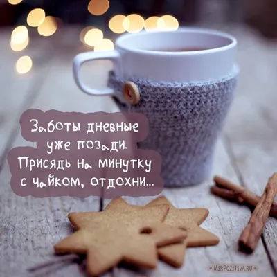 Заботы дневные уже позади. Присядь на минутку с чайком, отдохни |  Новогодние цитаты, Чайные подарки, Юмор о вязании