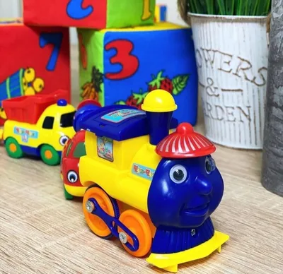 Паровозик, с вагончиками, в коробке 30х9,5х7,5 см,\"Kid cars\", Тигрес –  купить оптом в интернет-магазине optom-k.com