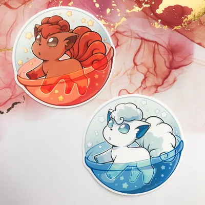 alolan vulpix and vulpix (pokemon) drawn by ekm | Danbooru