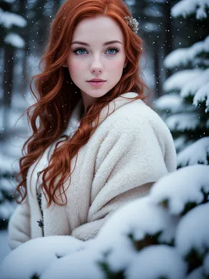 Скачать обои Artist, Redhead, Зима, Art, Девушка, Sunlight, Арт, Рыжие  волосы, раздел арт в разрешении 1680x1050