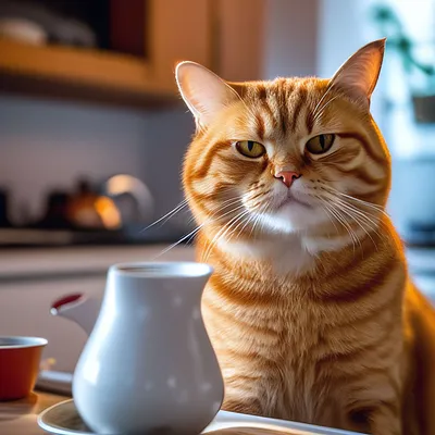 Открытка \"Доброе утро! Хорошего дня!\" с котом за оградой • Аудио от Путина,  голосовые, музыкальные