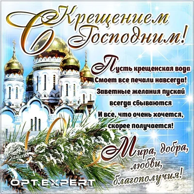 С Крещением Господним! Мира, добра, любви и благополучия! #optexpert  #оптэксперт #вебмаркет | Крещение, Открытки, Новогодние пожелания