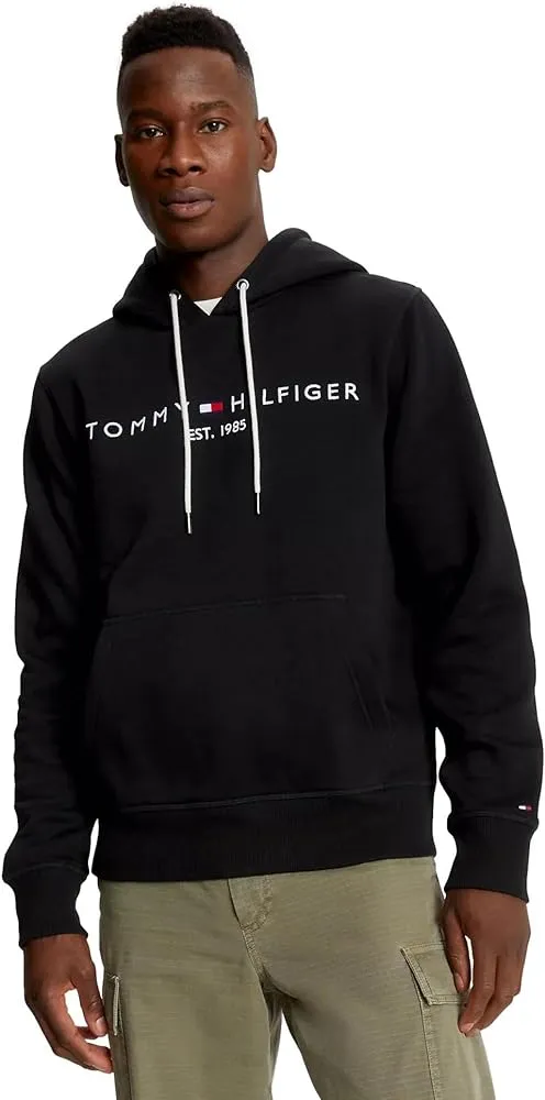 TOMMY HILFIGER mens Embroidered Tommy Logo Fleece Pullover Hooded Sweatshirt, Black, S at Amazon Men's Clothing store TOMMY HILFIGER mens Embroidered Tommy Logo Fleece Pullover Hooded Sweatshirt, Black, S at Amazon Men's Clothing store