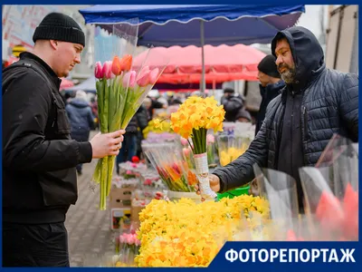 Букет с мимозой и тюльпанами \"8 МАРТА\" купить недорого с доставкой по Москве