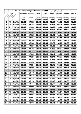 Расписание времени намаза и поста в месяц Рамадан