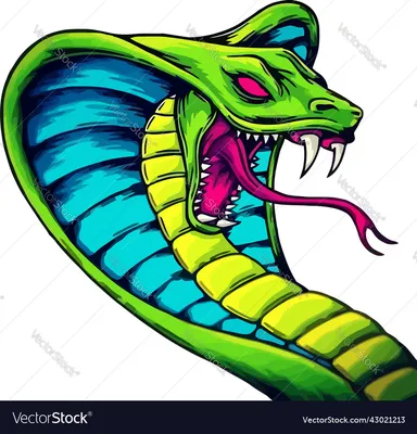 Image of a monstrous cybernetic king cobra with large metal fangs on Craiyon