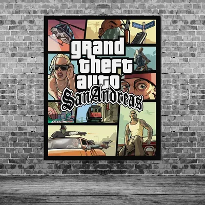 Плакат \"ГТА, Большая автокража, Grand Thief Auto, GTA San Andreas\", 60×49см  (ID#986775072), цена: 190 ₴, купить на Prom.ua