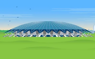 Download wallpaper Football, Russia, Art, Samara, Cosmos, Samara Arena,  Cosmos Arena, Stadium Samara Arena, section minimalism in resolution  1440x900