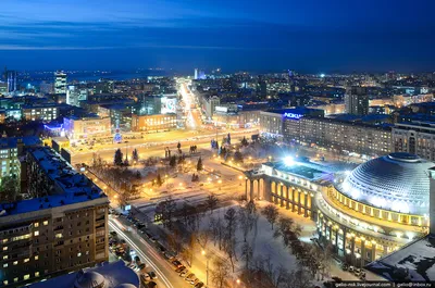 Вечерний Новосибирск. Центр города