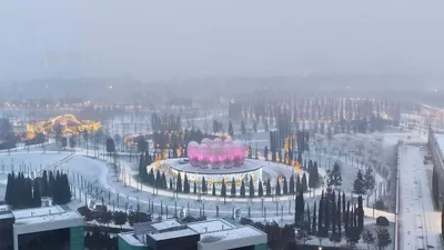 Первый снег в парке «Краснодар». Фото