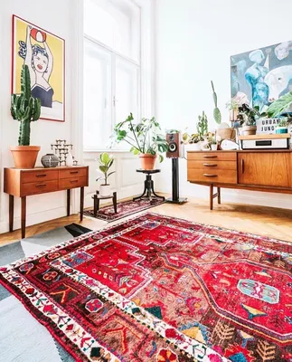 Красный ковёр в интерьере. Фото ковров красного цвета | SmartKilim