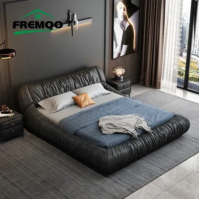 Nordic Modern Simple Style Leather Double Bed Frame Weeding Cama King Size  Bedroom Set Furniture Кровать Двуспальная - AliExpress