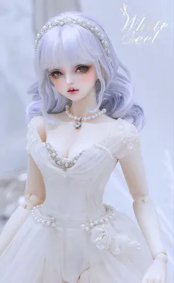 Beautiful BJD Doll in White Dress with Flower Accents