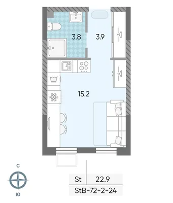 2-комнатная квартира, 43.6 м², купить за 9185777 руб, Москва | Move.Ru