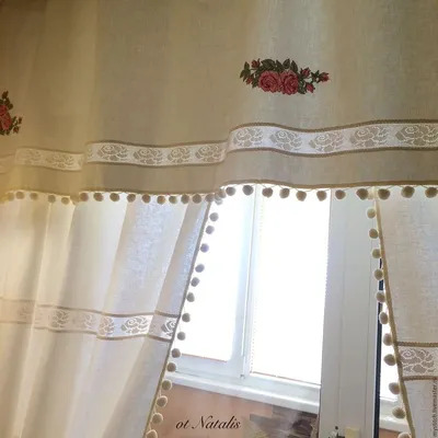 Натуральная льняная штора с кружевом Valance white, 140x110 см. цена |  pigu.lt