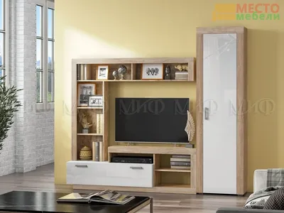 Мини-стенка 43 - цена 48 500 руб. цвет молочный беленый дуб