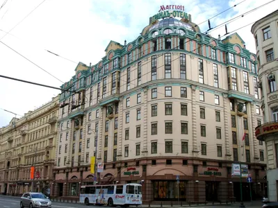 MOSCOW - AUGUST 21: grand hotel Marriott on Tverskaya street, August 21,  2010, in town Moscow, Russia, one of the most luxurious Stock Photo - Alamy