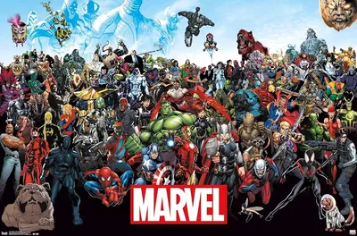 Amazon.com: Trends International Marvel Comics The Lineup Wall Poster  22.375\" x 34\" for Playroom : Everything Else