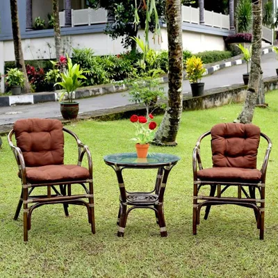 Мебель садовая Terrace Set, коричневая, стол, 52х52х54 см, 2 кресла,  подушка коричневая, 85 кг, 11/05 Б в Липецке: цены, фото, отзывы - купить в  интернет-магазине Порядок.ру