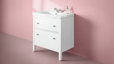 Купить HEMNES ХЕМНЭС / RÄTTVIKEN РЭТТВИКЕН - Комплект мебели для ванной,5  предм., серый/РУНШЕР смеситель с доставкой до двери. Характеристики, цена  41497 руб. | Артикул: S89389969