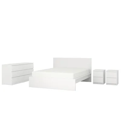 IKEA s19488265 MALM МАЛЬМ Комплект мебели д/спальни, 3 предм. - белый  180x200 см от магазина Wmart в Алматы, Астане, Усть-Каменогорске