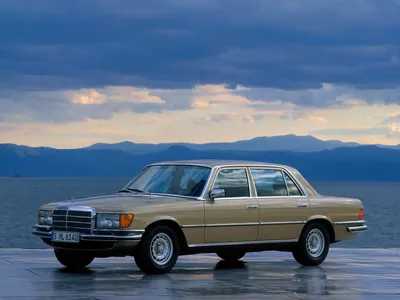 Яркий Mercedes-Benz 450SEL 6.9 на фоне зеленой природы