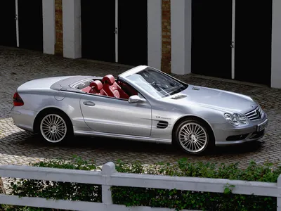 Изображение белого Mercedes-Benz SL-класса с открытым верхом