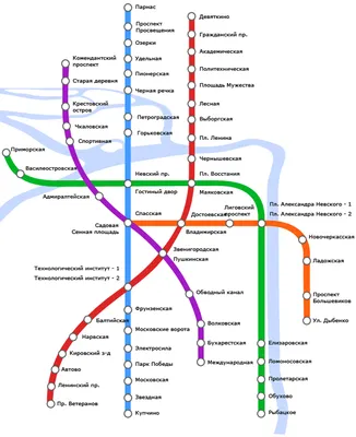 Карта (схема) метро Санкт-Петербурга 2024