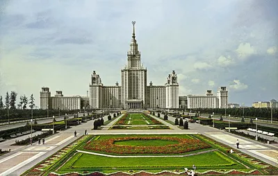 Фото \"Строительство МГУ\", 1953 год, г. Москва - История России в фотографиях