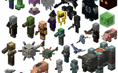 All 79 mobs in the game in one image : r/Minecraft