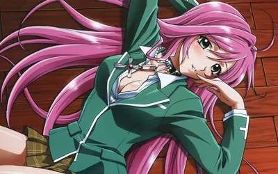 Обои на рабочий стол Акасия Мока на полу, аниме 'Розарио+Вампир' / Akashiya  Moka 'Rosario+Vampire', обои для рабочего стола, скачать обои, обои  бесплатно